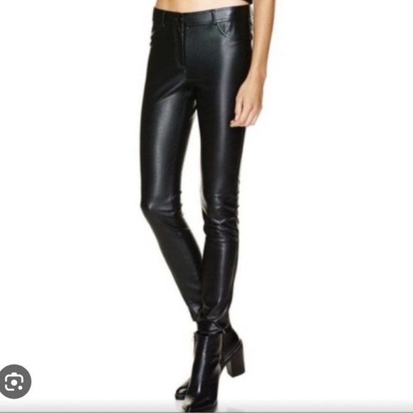 Aritzia Wilfred Faux Leather Skinny Black Pants size 4 - Picture 1 of 7